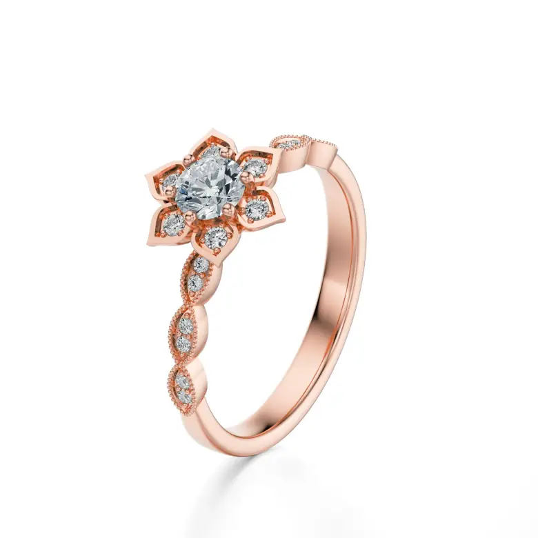 Pierścionek z różowego złota z diamentami AJPZ_148